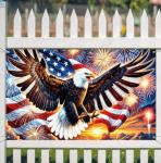 BlissYard America Independence Day Backdrop Banner 71 x 43 Inch US Flag Bald Eagle Patriotic National Holiday Backdrop Veterans Day Memorial Day Party Banner Supplies Independence Day Themed Party