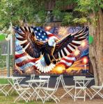 BlissYard America Independence Day Backdrop Banner 71 x 43 Inch US Flag Bald Eagle Patriotic National Holiday Backdrop Veterans Day Memorial Day Party Banner Supplies Independence Day Themed Party