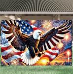 BlissYard America Independence Day Backdrop Banner 71 x 43 Inch US Flag Bald Eagle Patriotic National Holiday Backdrop Veterans Day Memorial Day Party Banner Supplies Independence Day Themed Party