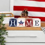 COCHIE 4th of July Decorations Wooden Stars, Patriotic Memorial Day Star Tiered Tray Decor Set of 4, Fourth of July Red White Blue Decoration for Home Office Table Shelf (USA Home Sign)