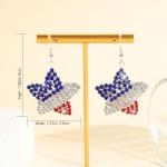 4th of July Independence Day Patriotic Earring for Women American Flag Dangle Earrings Patriotic Red White Blue USA Earring, Pave Crystal Studd (Star)