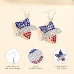4th of July Independence Day Patriotic Earring for Women American Flag Dangle Earrings Patriotic Red White Blue USA Earring, Pave Crystal Studd (Star)