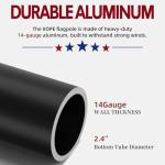 20FT Telescoping Flag Pole for Outside House, Extra Thick Telescopic Flagpole with USA Flag, Inground Outdoor Use, Camper RV, Residential & Commercial, Complete Hardware & Aluminum Top Ball (Black)