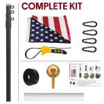 20FT Telescoping Flag Pole for Outside House, Extra Thick Telescopic Flagpole with USA Flag, Inground Outdoor Use, Camper RV, Residential & Commercial, Complete Hardware & Aluminum Top Ball (Black)
