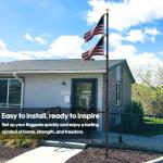 20FT Telescoping Flag Pole for Outside House, Extra Thick Telescopic Flagpole with USA Flag, Inground Outdoor Use, Camper RV, Residential & Commercial, Complete Hardware & Aluminum Top Ball (Black)