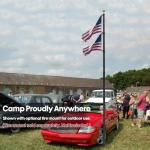 20FT Telescoping Flag Pole for Outside House, Extra Thick Telescopic Flagpole with USA Flag, Inground Outdoor Use, Camper RV, Residential & Commercial, Complete Hardware & Aluminum Top Ball (Black)