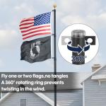 20FT Telescoping Flag Pole for Outside House, Extra Thick Telescopic Flagpole with USA Flag, Inground Outdoor Use, Camper RV, Residential & Commercial, Complete Hardware & Aluminum Top Ball (Black)