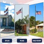 20FT Telescoping Flag Pole for Outside House, Extra Thick Telescopic Flagpole with USA Flag, Inground Outdoor Use, Camper RV, Residential & Commercial, Complete Hardware & Aluminum Top Ball (Black)