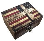 Patriotic Cross American Flag Trinket Box Rosary Jewelry Keepsake Box | US Flag Treasure Box, Patriot Gifts for Men Women Girls Gift Idea, Prayer, First Communion Box, Gifts for Home Décor (3USS)