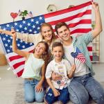 4th of July Tiered Tray Decor Wooden Love Set, 3 PCS Labor Day Table Decorations, Rustic Patriotic Veterans Day Tabletop Home Decor, Red White and Blue Decorations for Home (Retro)