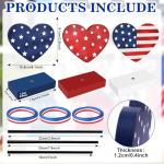 4th of July Tiered Tray Decor Wooden Love Set, 3 PCS Labor Day Table Decorations, Rustic Patriotic Veterans Day Tabletop Home Decor, Red White and Blue Decorations for Home (Retro)