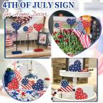 4th of July Tiered Tray Decor Wooden Love Set, 3 PCS Labor Day Table Decorations, Rustic Patriotic Veterans Day Tabletop Home Decor, Red White and Blue Decorations for Home (Retro)