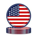 HANSAMU 4th of July Disposable Paper Plates American Flag Patriotic Party Supplies, Red White and Blue Paper Plates for Memorial Day Independence Day Decorations, Serve 25