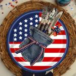 HANSAMU 4th of July Disposable Paper Plates American Flag Patriotic Party Supplies, Red White and Blue Paper Plates for Memorial Day Independence Day Decorations, Serve 25