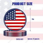 HANSAMU 4th of July Disposable Paper Plates American Flag Patriotic Party Supplies, Red White and Blue Paper Plates for Memorial Day Independence Day Decorations, Serve 25