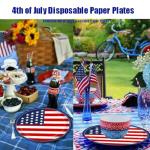 HANSAMU 4th of July Disposable Paper Plates American Flag Patriotic Party Supplies, Red White and Blue Paper Plates for Memorial Day Independence Day Decorations, Serve 25
