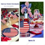 HANSAMU 4th of July Disposable Paper Plates American Flag Patriotic Party Supplies, Red White and Blue Paper Plates for Memorial Day Independence Day Decorations, Serve 25