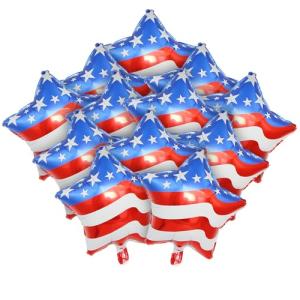12 Pcs 4th of July Balloons American Flag Star Balloons Red White and Blue Foil Balloon Patriotic Balloon for Independence Day Party Decorations