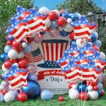12 Pcs 4th of July Balloons American Flag Star Balloons Red White and Blue Foil Balloon Patriotic Balloon for Independence Day Party Decorations