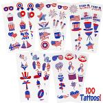 4th of July Temporary Tattoos | 100 USA Temporary Tattoos | American Flag, USA, Temporary Tattoos | 4th of July Party Props | USA Game Day Party Decoration | American theme Party Favors | by Anapoliz