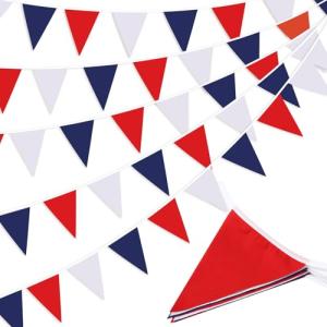 SAPPHIRESKY Red White and Blue Patriotic Pennant Banner Garland, for Fourth of July, USA Independence Day, Memorial Day,Veterans Day,Graduation Decorations