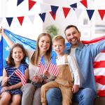 SAPPHIRESKY Red White and Blue Patriotic Pennant Banner Garland, for Fourth of July, USA Independence Day, Memorial Day,Veterans Day,Graduation Decorations