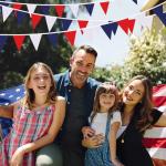 SAPPHIRESKY Red White and Blue Patriotic Pennant Banner Garland, for Fourth of July, USA Independence Day, Memorial Day,Veterans Day,Graduation Decorations
