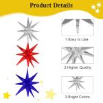 Star Balloons, 22 Inch Blue Red and Silver Star Balloons 6PCS Explosion Foil Balloon Starburst Balloon for Birthday Party Wedding New Year 4th of July Independence Day USA Patriotic Party Decor