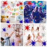 Star Balloons, 22 Inch Blue Red and Silver Star Balloons 6PCS Explosion Foil Balloon Starburst Balloon for Birthday Party Wedding New Year 4th of July Independence Day USA Patriotic Party Decor