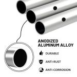 QSUM Swooper Flag Pole Kit, 15 FT Windless Aluminum Alloy Flagpole Fits 11 FT Feather Flags with Ground Spike/Heavy Duty Base (1, Silver)