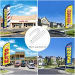 QSUM Swooper Flag Pole Kit, 15 FT Windless Aluminum Alloy Flagpole Fits 11 FT Feather Flags with Ground Spike/Heavy Duty Base (1, Silver)