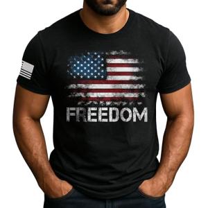 Freedom T Shirt, American Flag Shirt, Freedom Shirts for Men, Patriotic Shirts for Men 3 (Black-M)