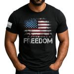 Freedom T Shirt, American Flag Shirt, Freedom Shirts for Men, Patriotic Shirts for Men 3 (Black-M)