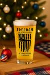 Glassicle Charlie Kirk Merch – Freedom “T Shirt” Inspired Beer Glass – Conservative Christmas Gift for Men – Turning Point USA Style Patriotic Drinkware – Holiday Bar Gift for Dad or Husband