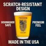 Glassicle Charlie Kirk Merch – Freedom “T Shirt” Inspired Beer Glass – Conservative Christmas Gift for Men – Turning Point USA Style Patriotic Drinkware – Holiday Bar Gift for Dad or Husband