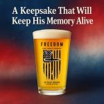 Glassicle Charlie Kirk Merch – Freedom “T Shirt” Inspired Beer Glass – Conservative Christmas Gift for Men – Turning Point USA Style Patriotic Drinkware – Holiday Bar Gift for Dad or Husband