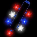 4th of July Necklace Accessories, 1PCS Light up Independence Day Necklaces Party Favor, Red White Blue Patriotic Fourth of July 7 Light Necklace, Glow Accessories for Memorial Veterans Day Parades