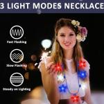 4th of July Necklace Accessories, 1PCS Light up Independence Day Necklaces Party Favor, Red White Blue Patriotic Fourth of July 7 Light Necklace, Glow Accessories for Memorial Veterans Day Parades
