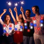 4th of July Necklace Accessories, 1PCS Light up Independence Day Necklaces Party Favor, Red White Blue Patriotic Fourth of July 7 Light Necklace, Glow Accessories for Memorial Veterans Day Parades