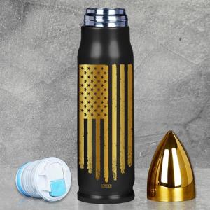 Limima Black and Gold American Flag Stainless Steel Tumbler – 17oz Vacuum Insulated Tumbler – Patriotic Christmas, Birthday & Retirement Gifts for Veterans, Military, Police, Firefighters, USA Pride