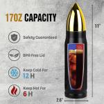 Limima Black and Gold American Flag Stainless Steel Tumbler – 17oz Vacuum Insulated Tumbler – Patriotic Christmas, Birthday & Retirement Gifts for Veterans, Military, Police, Firefighters, USA Pride