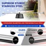 ZHULI 5 FT Flag Pole 2 Pack, Stainless Steel Flag Pole for Outside House with 180° Adjustable Multi-Position Bracket, Rustproof Flagpole Kit with Tangle Free Spinning Flag Ring, for Porch Residential