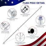 ZHULI 5 FT Flag Pole 2 Pack, Stainless Steel Flag Pole for Outside House with 180° Adjustable Multi-Position Bracket, Rustproof Flagpole Kit with Tangle Free Spinning Flag Ring, for Porch Residential