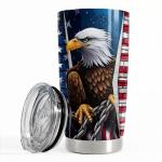 SANDJEST Eagle American Flag Tumbler 20oz Eagles Cups Gifts for Men Women Veterans Stainless Steel Insulated Tumblers Coffee Travel Mug Cup Gift for Birthday Christmas