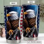 SANDJEST Eagle American Flag Tumbler 20oz Eagles Cups Gifts for Men Women Veterans Stainless Steel Insulated Tumblers Coffee Travel Mug Cup Gift for Birthday Christmas