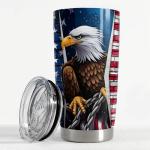 SANDJEST Eagle American Flag Tumbler 20oz Eagles Cups Gifts for Men Women Veterans Stainless Steel Insulated Tumblers Coffee Travel Mug Cup Gift for Birthday Christmas