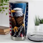SANDJEST Eagle American Flag Tumbler 20oz Eagles Cups Gifts for Men Women Veterans Stainless Steel Insulated Tumblers Coffee Travel Mug Cup Gift for Birthday Christmas