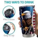 SANDJEST Eagle American Flag Tumbler 20oz Eagles Cups Gifts for Men Women Veterans Stainless Steel Insulated Tumblers Coffee Travel Mug Cup Gift for Birthday Christmas