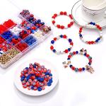 HSWE 1461Pcs 4th of July Patriotic Beads for Jewelry Making Independence Day Red White Blue Heishi Stars USA Letter Beads with America Flag Heart Hat Pendant Accessories for DIY Bracelets Making Kit