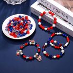 HSWE 1461Pcs 4th of July Patriotic Beads for Jewelry Making Independence Day Red White Blue Heishi Stars USA Letter Beads with America Flag Heart Hat Pendant Accessories for DIY Bracelets Making Kit